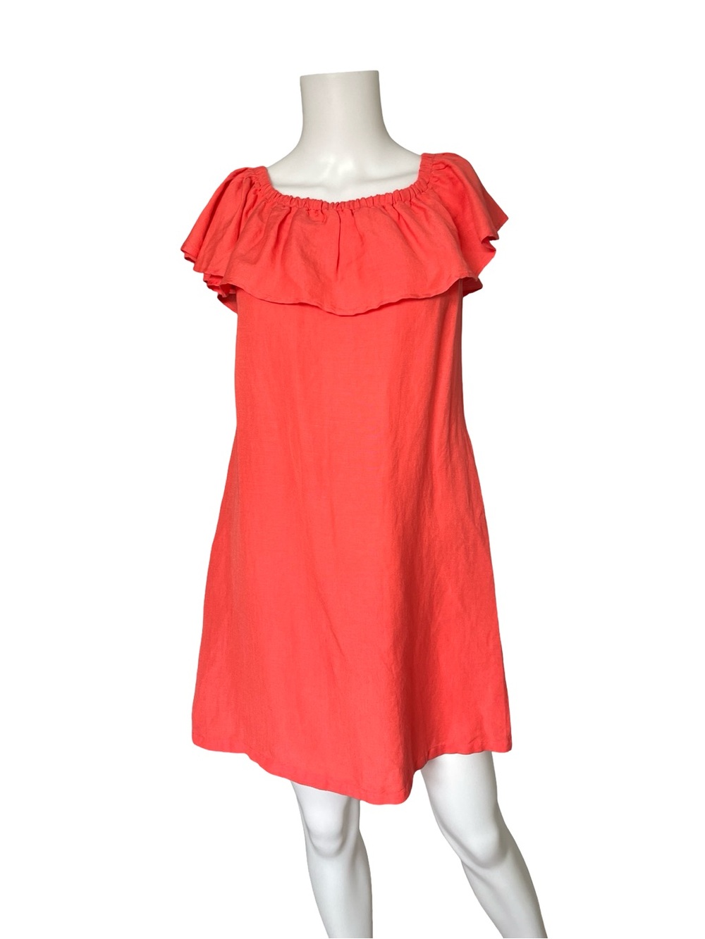 Tommy Bahama St Lucia Linen Blend Dress Off The Shoulder Coral Womens Size Small